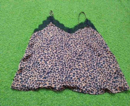 Leopard-Print-Cami-Top mit Spitzenbesatz