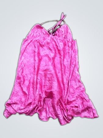 Pink slip dress with ruffle hem