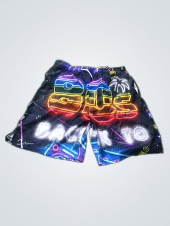 Neon Grafikdruck-Shorts