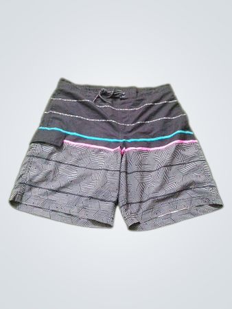 George Men's Black Swim Trunks with Geometric Pattern