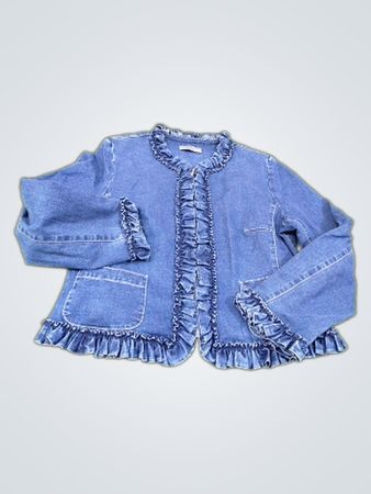 Jeansjacke mit Rüschen