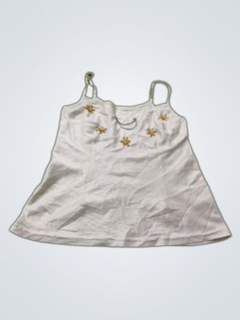Weiße Camisole mit gelber Blumenstickerei