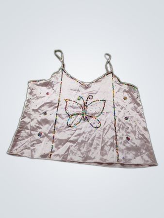 Satin-Top mit Schmetterlingsdesign