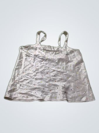 Weiße Camisole mit bunten Punkten und Perlenstickerei