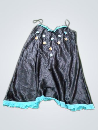 Debenhams schwarzes Slipkleid mit blauem Besatz und Verzierungen