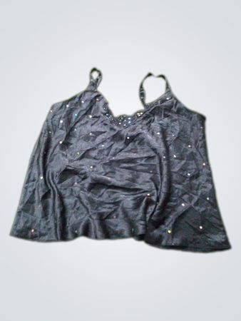 Schwarzes Camisole mit mehrfarbigen Strasssteinen