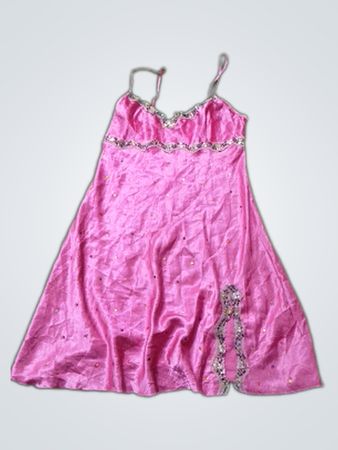 Slip-Kleid in Rosa mit Paillettenbesatz