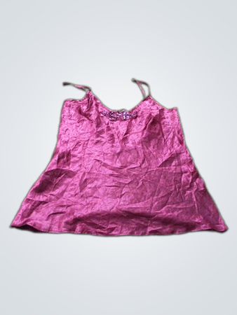 Satin-Camisole mit perlenbesetztem Ausschnitt
