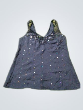 Schwarzes Tanktop mit Pailletten und Spitze