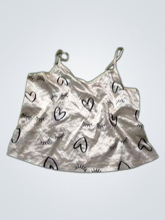 Weißes Trägershirt mit Herz- und Augenprint