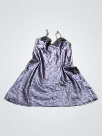 Presence Black Satin Lace Trim Nightgown