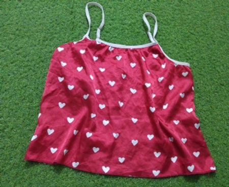 Red camisole with white hearts