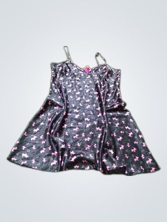 Whispers Black & Pink Scottie Dog Print Slip Dress