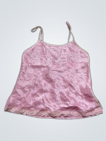 Pink camisole with lace trim
