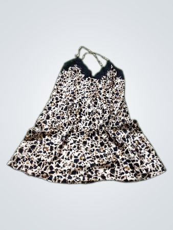 Robe nuisette à imprimé léopard avec bordure en dentelle