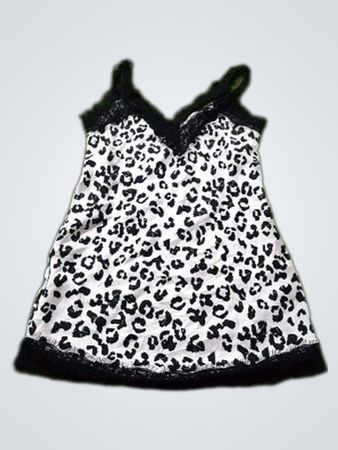 Robe nuisette à imprimé léopard avec bordure en dentelle noire
