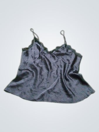 ASOS DESIGN Black Satin Lace Trim Cami