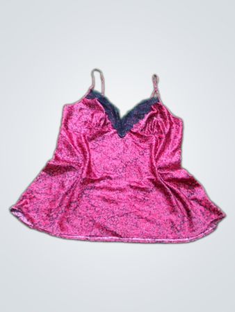 Spitzen-Camisole in Pink und Schwarz mit Spitzenbesatz