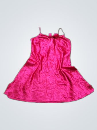 Red satin slip dress