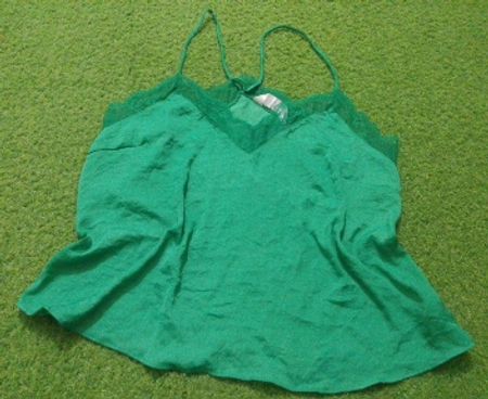 Green camisole with lace trim