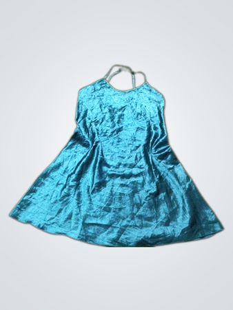 Vestido tomara-que-caia de cetim azul-petróleo