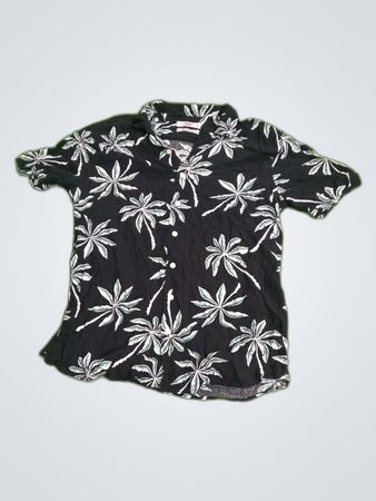 Defacto Black Palm Print Hawaiian Shirt