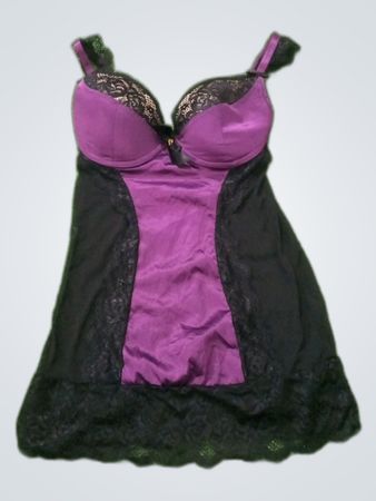 Purple and Black Lace Slip Dress