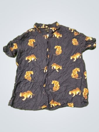 Navy Blue Leopard Print Shirt
