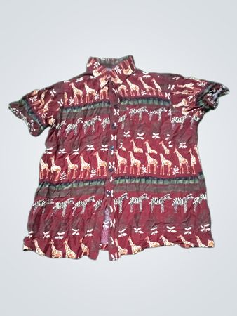 Maroon Safari Print Shirt and Shorts Set