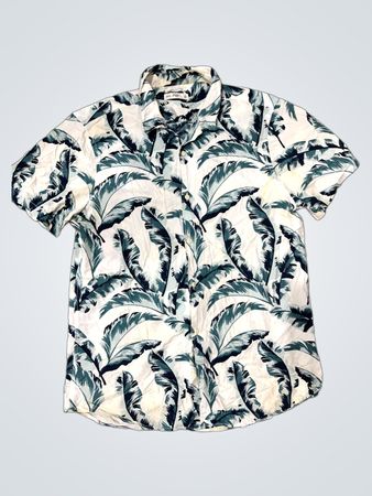 F&F Teal Palm Print Short Sleeve Shirt