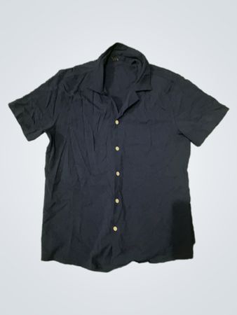 Navy Blue Short Sleeve Button Down Shirt