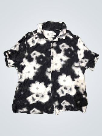 Calvin Klein Black and White Floral Print Short Sleeve Shirt