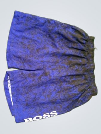 Blue Shorts with Black Pattern