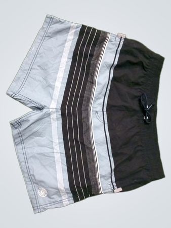 Gray and Black Striped Shorts