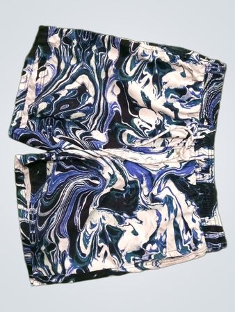 Blue and White Marble Shorts