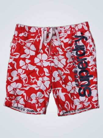Superdry Red Hibiscus Floral Swim Shorts
