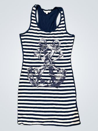 Blue and White Striped Tank Top Dress
