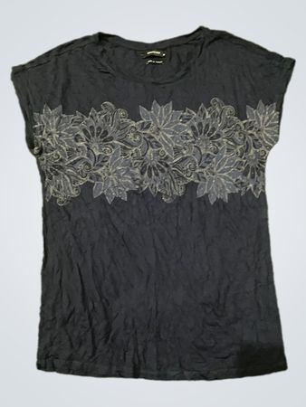Reserved Black Floral Embroidered Blouse