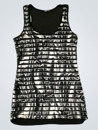 Evita Black and White Striped Tank Top