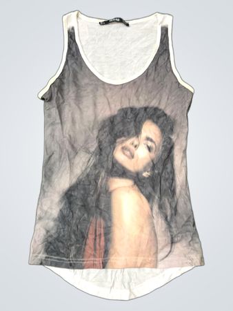 DEM-RO White Sheer Tank Top with Graphic Print