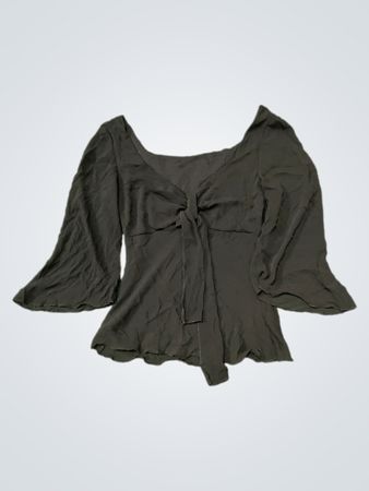Black Tie Front Blouse