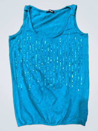 Miss Berge Blue Sequined Tank Top