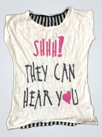 Graphic T-Shirt with Striped Lining