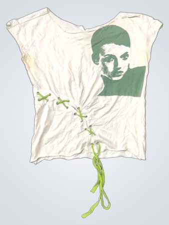 White Lace-up Top with Green Accents
