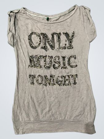 Gray T-Shirt with 'Only Music Tonight' Text