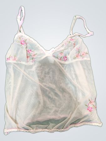 Sheer White Camisole with Floral Embroidery