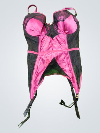 Lipsy London Pink Black Corset Bodysuit