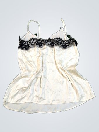 White Camisole with Black Lace Trim