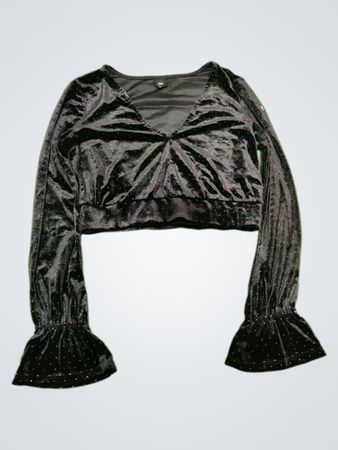 River Island Black Velvet Crop Top
