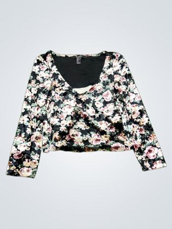 Forever 21 Floral Long Sleeve Crop Top